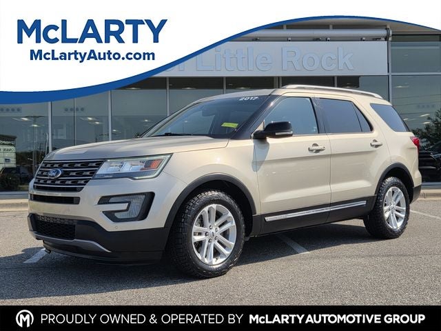 2017 Ford Explorer XLT in White Gold Metallic — front three-quarter view
