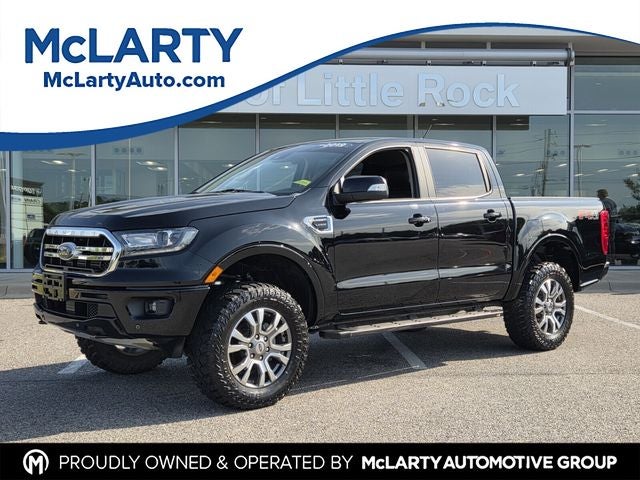2019 Ford Ranger Lariat in Shadow Black — front three-quarter view