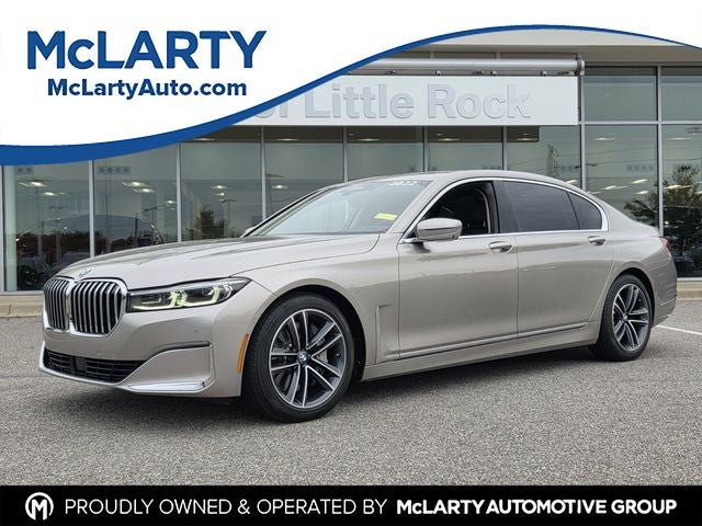 2022 BMW 7 Series 750i xDrive in Cashmere Silver Metallic — front three-quarter view
