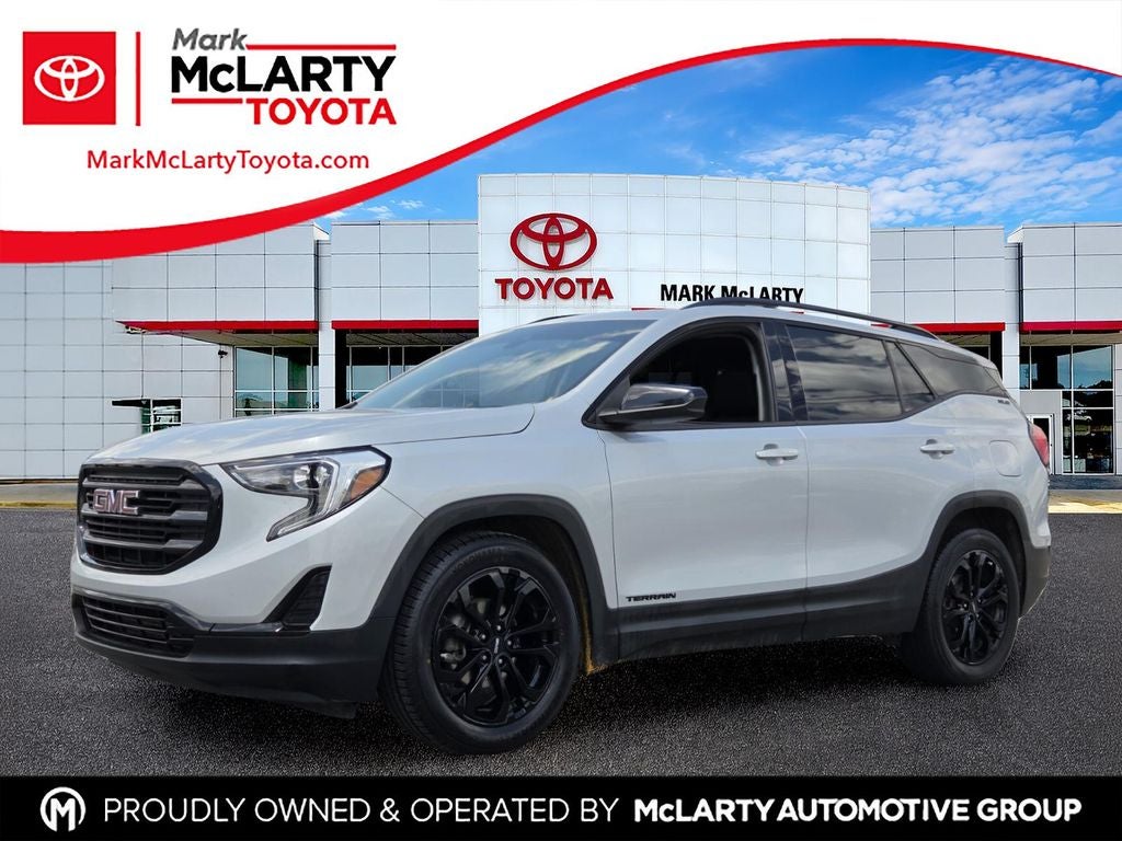 2020 GMC Terrain SLE in Quicksilver Metallic — front three-quarter view