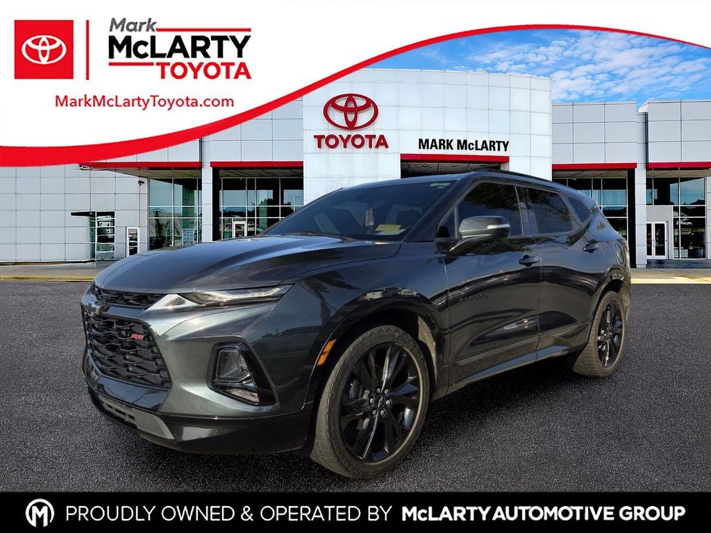 2019 Chevrolet Blazer RS in Graphite Metallic — front three-quarter view