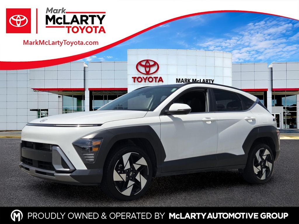 2025 Hyundai Kona Limited in Atlas White — front three-quarter view