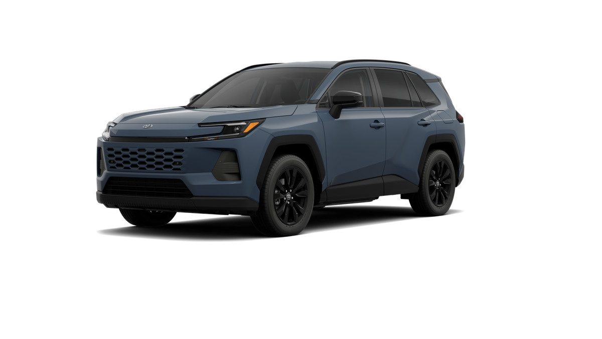 2026 Toyota RAV4 XLE Premium in Storm Cloud — front three-quarter view