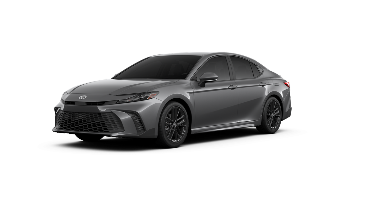 2026 Toyota Camry SE in Heavy Metal — front three-quarter view
