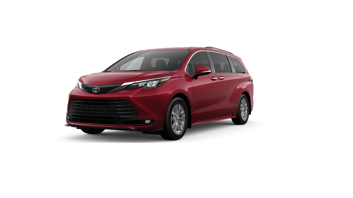 2026 Toyota Sienna XLE in Ruby Flare Pearl — front three-quarter view
