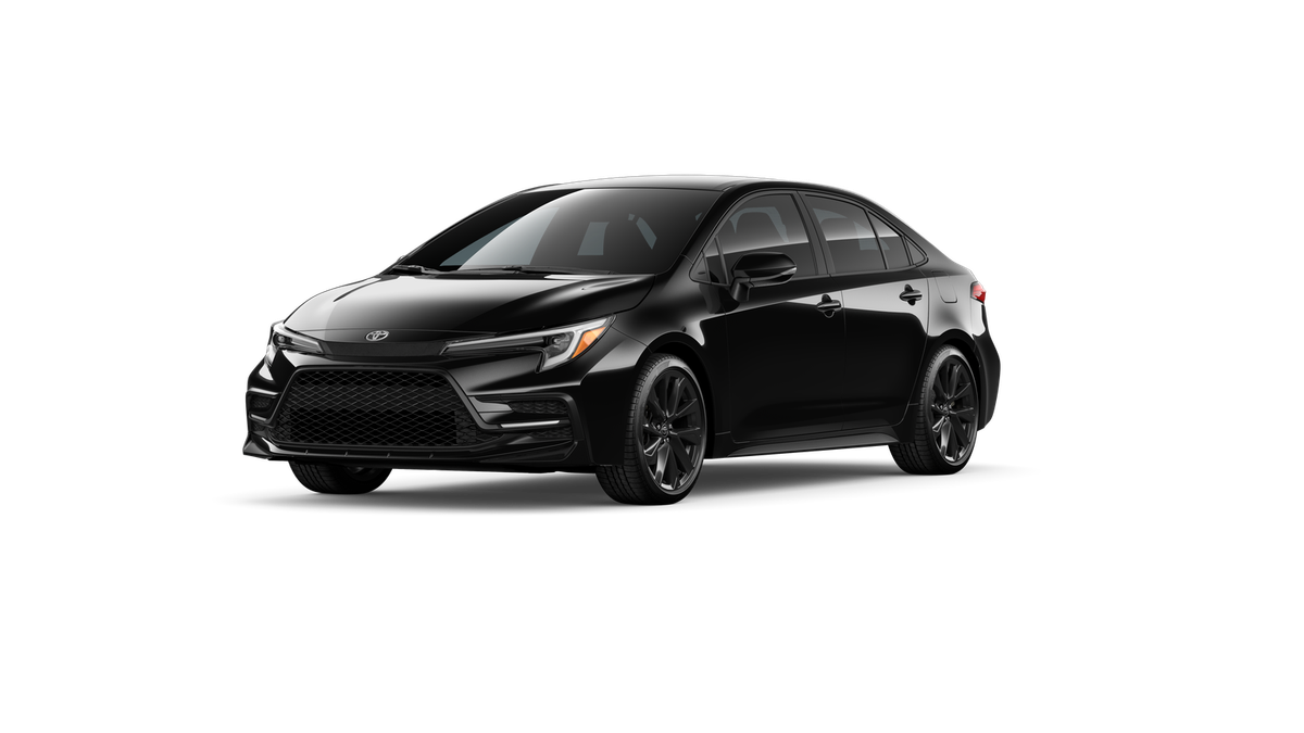 2026 Toyota Corolla SE in Midnight Black Metallic — front three-quarter view