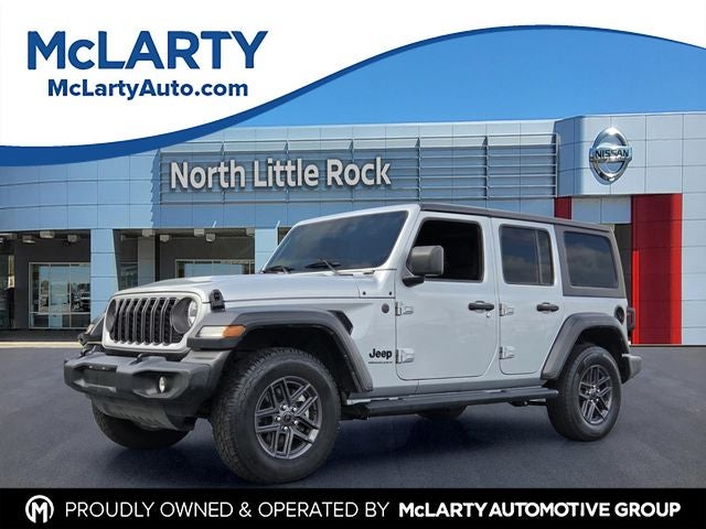 2024 Jeep Wrangler Sport S in Silver Zynith Clearcoat — front three-quarter view