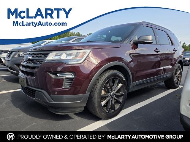 2019 Ford Explorer XLT in Burgundy — front three-quarter view