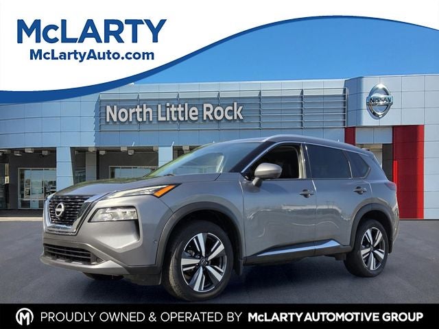 2023 Nissan Rogue SL in Gun Metallic — front three-quarter view