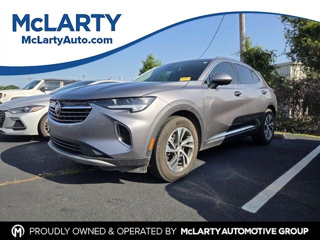 2021 Buick Envision Essence in Satin Steel Gray Metallic — front three-quarter view