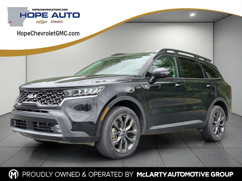 2023 Kia Sorento X-Line EX in Ebony Black — front three-quarter view