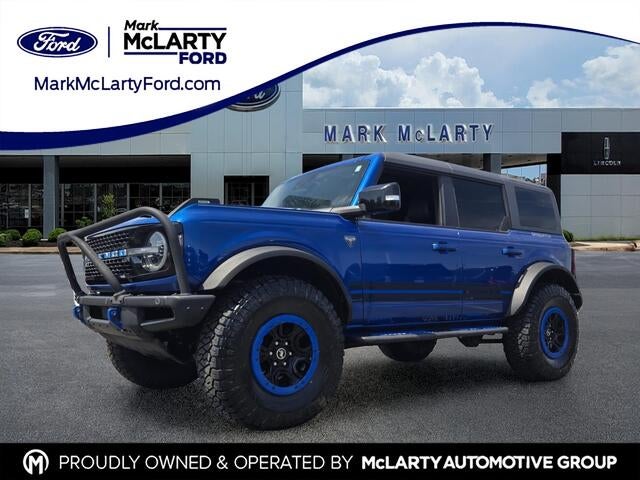 2021 Ford Bronco First Edition in Lightning Blue Metallic — front three-quarter view