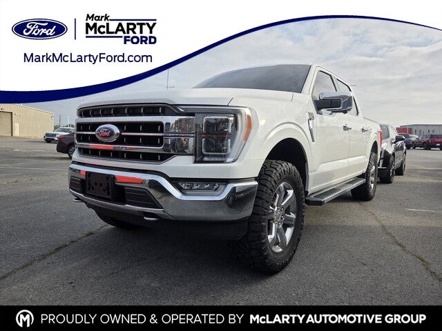 2021 Ford F-150 Lariat in White Metallic — front three-quarter view