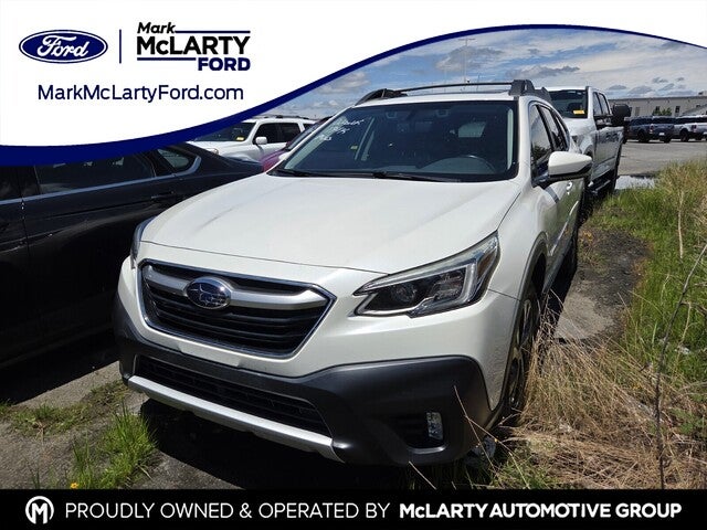 2021 Subaru Outback Limited in Crystal White Pearl — front three-quarter view