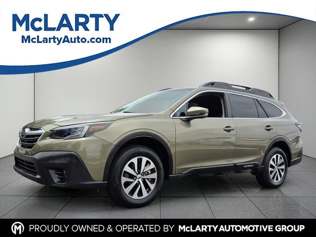 2020 Subaru Outback Premium in Green Metallic — front three-quarter view