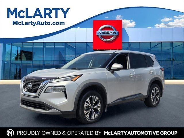 2021 Nissan Rogue SV in Brilliant Silver Metallic — front three-quarter view