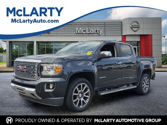 2017 GMC Canyon Denali in Dark Slate Metallic — front three-quarter view