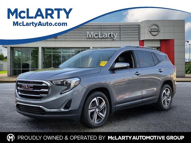 2020 GMC Terrain SLT in Satin Steel Metallic — front three-quarter view
