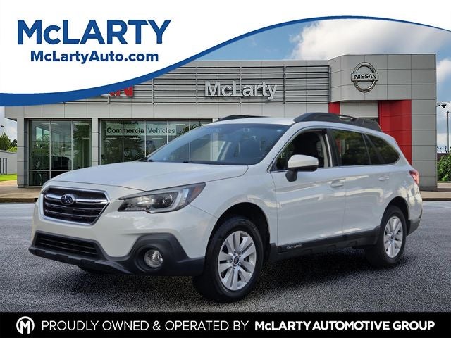 2019 Subaru Outback 2.5i Premium in Crystal White Pearl — front three-quarter view
