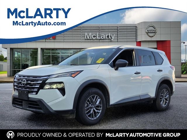 2025 Nissan Rogue S in Glacier White — front three-quarter view