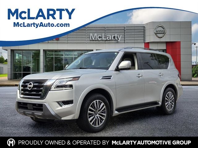 2023 Nissan Armada SL in Brilliant Silver Metallic — front three-quarter view